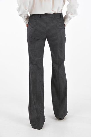 Pantaloni in Lana Vergine Gessati in Lurex