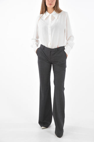 Pantaloni in Lana Vergine Gessati in Lurex
