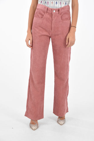 Pantaloni in Velluto a Coste con Passanti e 4 Tasche