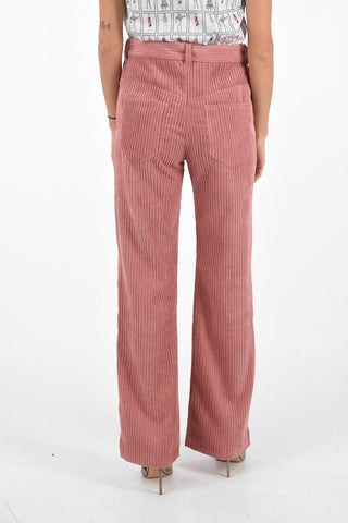 Pantaloni in Velluto a Coste con Passanti e 4 Tasche