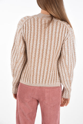 Crew Neck Aran Pullover with Side Splits