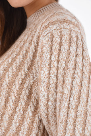 Crew Neck Aran Pullover with Side Splits