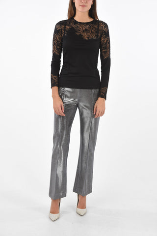 Long-sleeved T-Shirt with Lace-effect Paisley Motif
