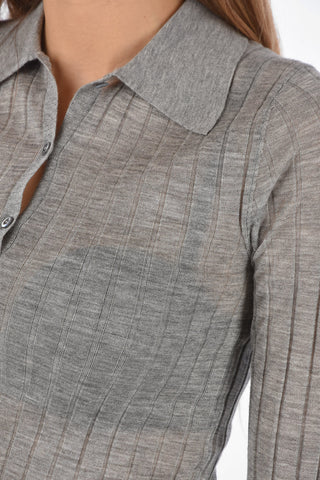 Maglia in Cashmere e Seta con Collo a Polo