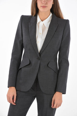 Lurex Pinstriped Single-breasted Blazer