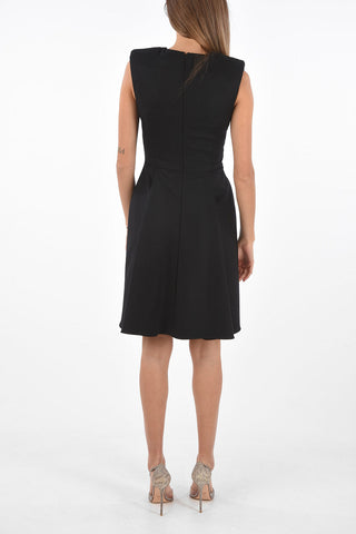 Sleeveless Flared Wool Midi Dress