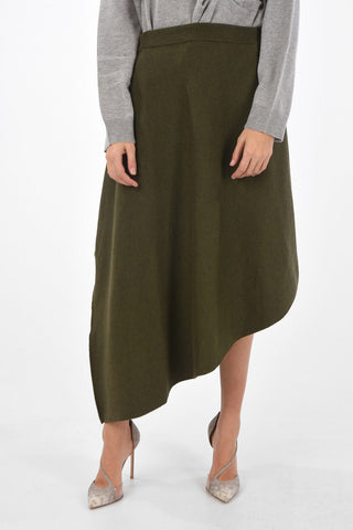 merino wool drawstring waist asymmetrical skirt