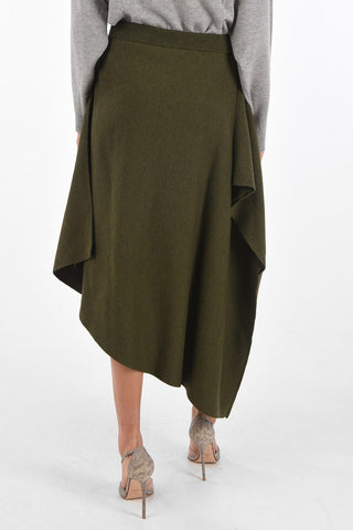 merino wool drawstring waist asymmetrical skirt