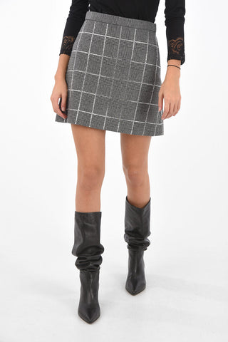 Minigonna District Check con Zip Laterale e Strass