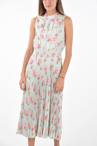 Floral Patterned Midi Dress with Pleated Skirt