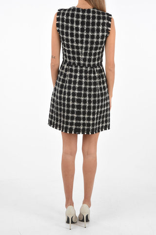 Overcheck Tweed V-GOLD Sleeveless Short Dress