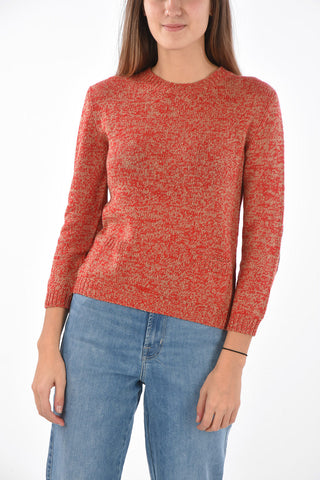 cashmere crew-neck sweater with leather details