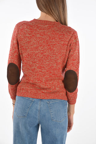 cashmere crew-neck sweater with leather details