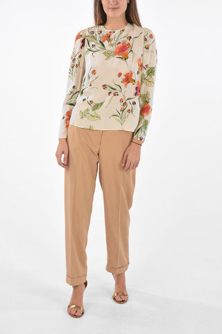 Blusa in Seta con Fantasia Floreale e Scollo sul Retro