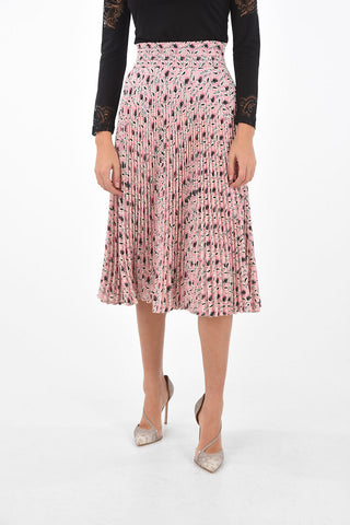 Pleated Paisley Patterned Midi Skirt
