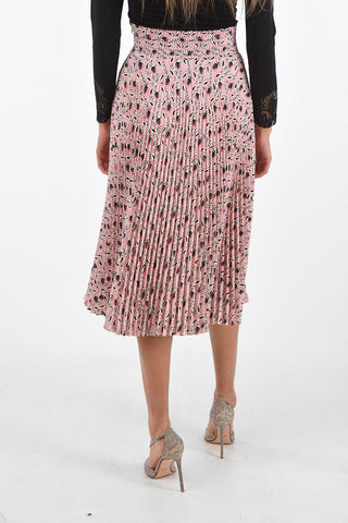 Pleated Paisley Patterned Midi Skirt