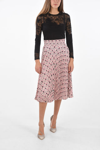 Pleated Paisley Patterned Midi Skirt