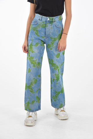 5 Pocket Wide Leg  Floral Patterned Denims
