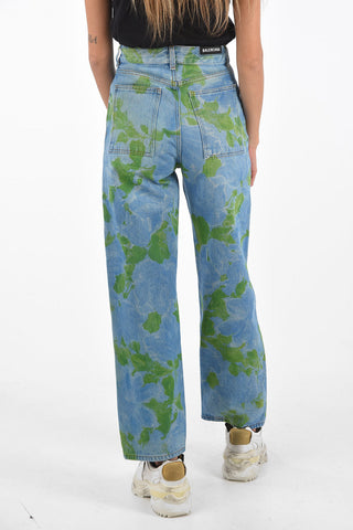 5 Pocket Wide Leg  Floral Patterned Denims