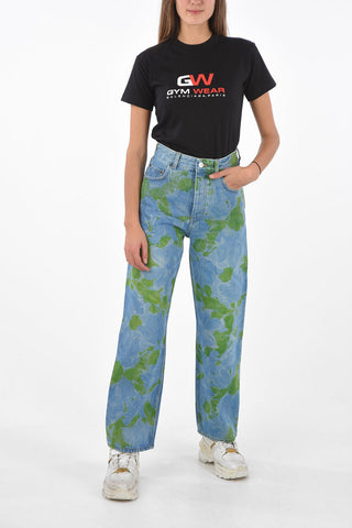 5 Pocket Wide Leg  Floral Patterned Denims