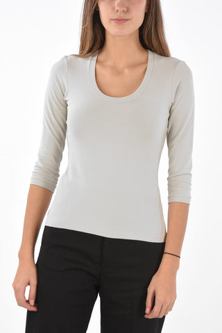 stretch 3/4 sleeve crew-neck t-shirt