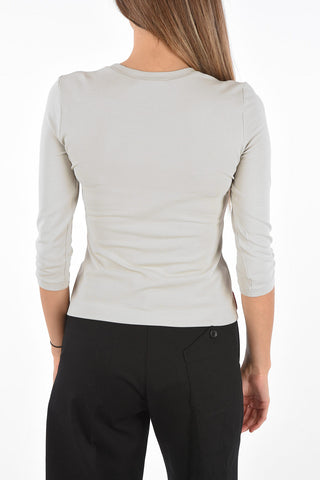 stretch 3/4 sleeve crew-neck t-shirt