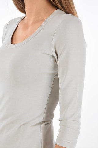 stretch 3/4 sleeve crew-neck t-shirt