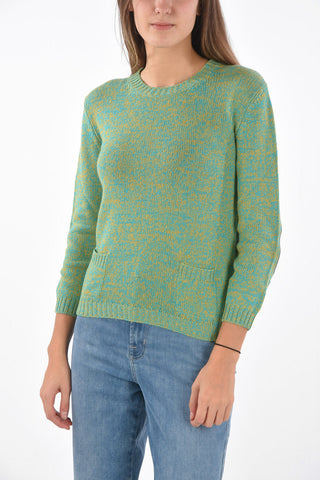 cashmere crew-neck sweater with leather details