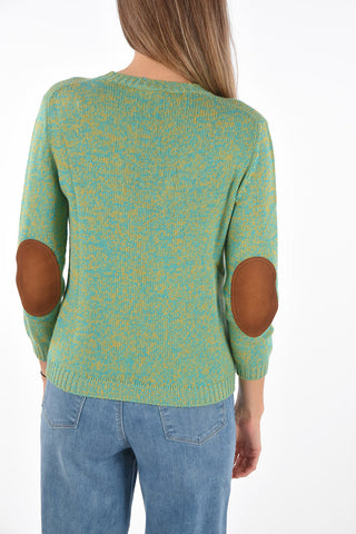 cashmere crew-neck sweater with leather details
