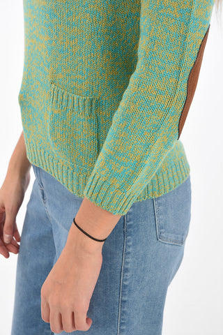 cashmere crew-neck sweater with leather details