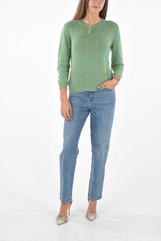 cashmere crew-neck sweater with leather details