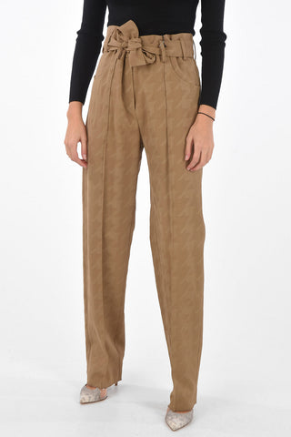 Houndstooth Pants with Stitched Pleats and Knotted Belt