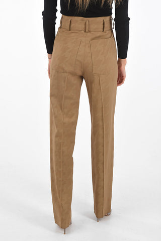 Houndstooth Pants with Stitched Pleats and Knotted Belt