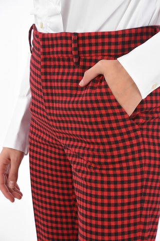 Pantaloni Gingham Slim Fit con 4 Tasche a Filo