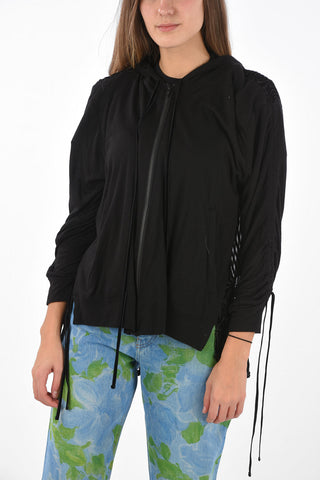 Felpa con Zip e Cappuccio con Parte Posteriore Jacquard