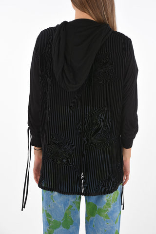 Felpa con Zip e Cappuccio con Parte Posteriore Jacquard