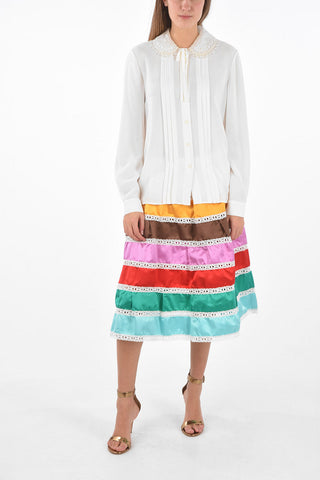 Shirt with Embroidered Puritan Collar with Strass