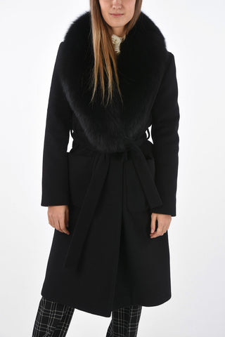 Double-breasted DANA Coat with Fox Fur Rever