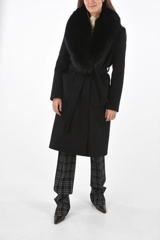 Double-breasted DANA Coat with Fox Fur Rever