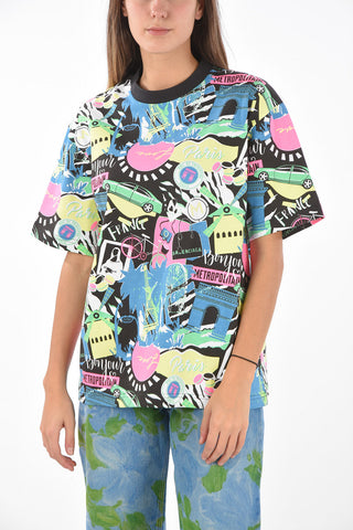 Crew Neck Neon Printed Oversized T-Shirt