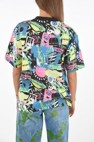 Crew Neck Neon Printed Oversized T-Shirt