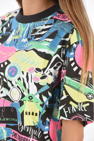 Crew Neck Neon Printed Oversized T-Shirt