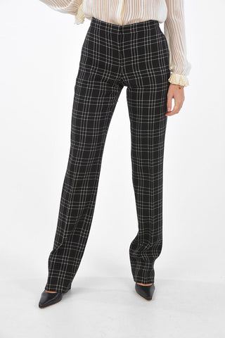 Pantaloni Regular District Check in Lana Vergine