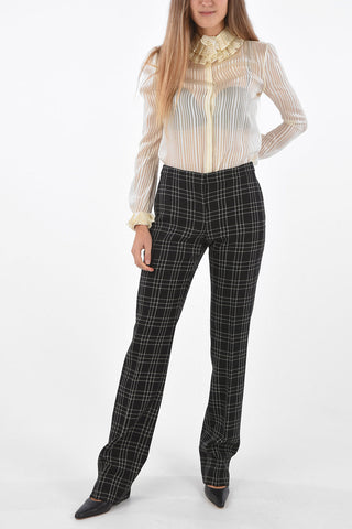Pantaloni Regular District Check in Lana Vergine