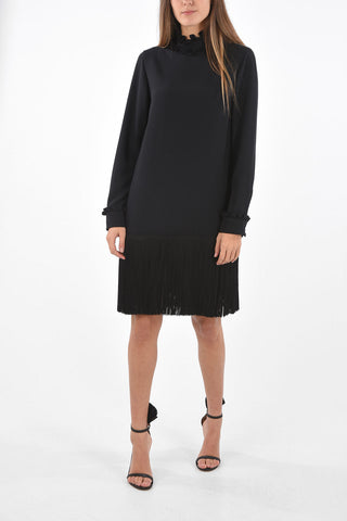 Over the Knee Dress with Fringed Bottom