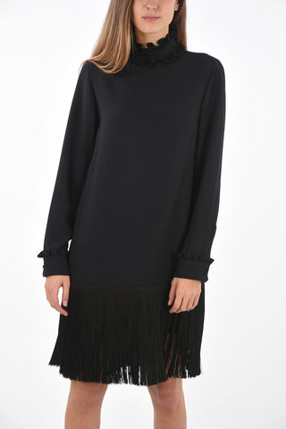 Over the Knee Dress with Fringed Bottom