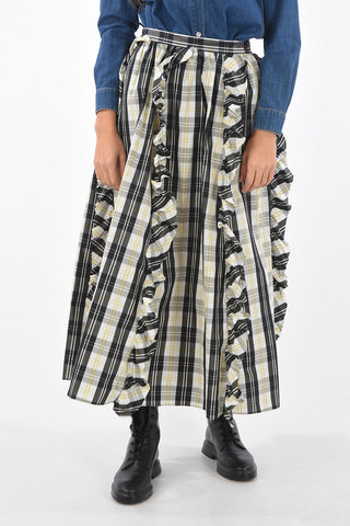 Tartan Midi Skirt with Ruffles