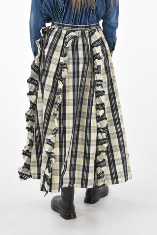 Tartan Midi Skirt with Ruffles