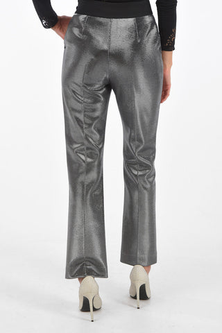 High-waisted Boot Cut Lurex Pants with Buckle