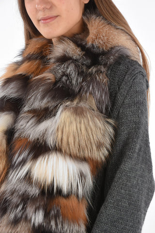Knitted Cardigan with Fox Fur Rever